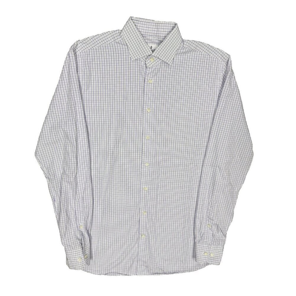 Emanuel Berg Paris Dress Shirt White / Blue Check Italy Cotton 15.5 Medium